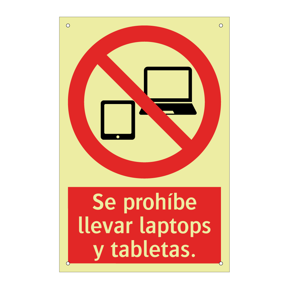 Se prohíbe llevar laptops y tabletas.