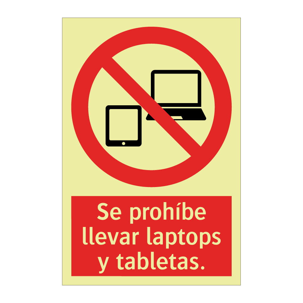 Se prohíbe llevar laptops y tabletas.