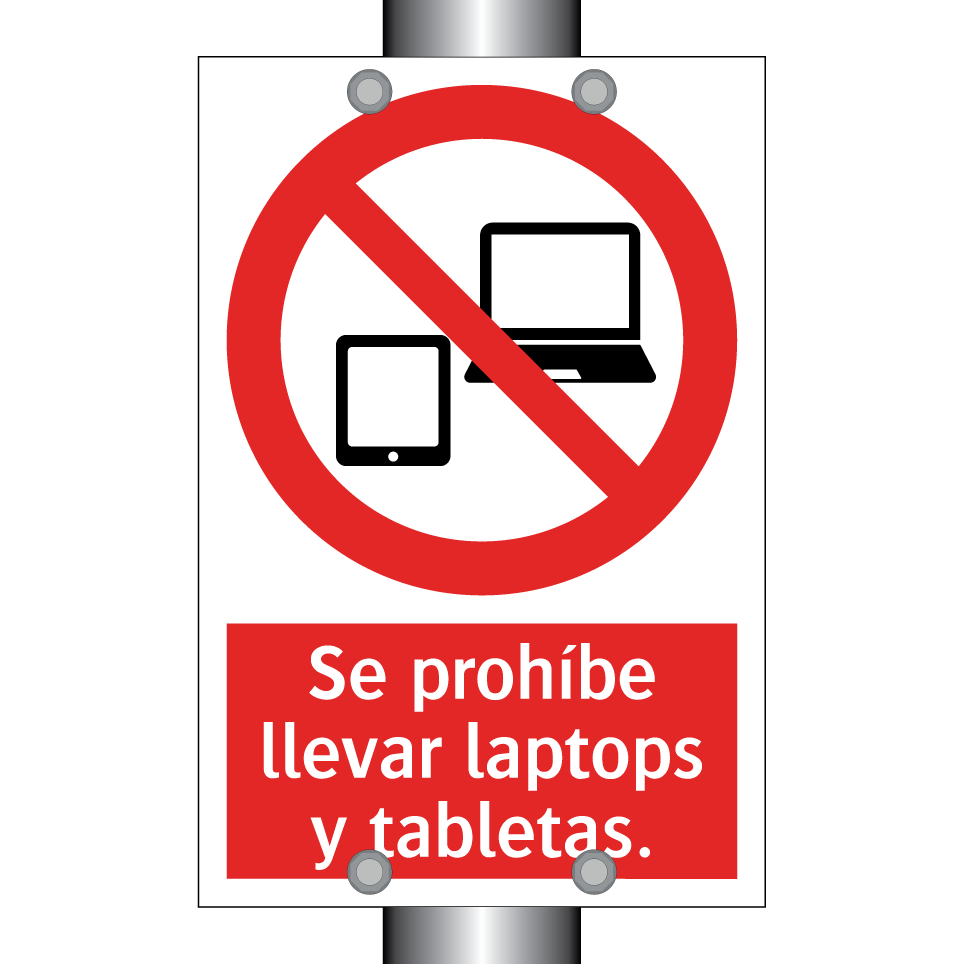Se prohíbe llevar laptops y tabletas.
