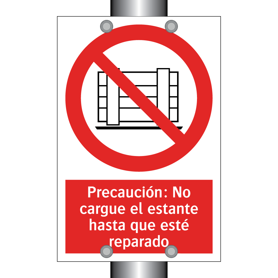 Precaución: No cargue el estante hasta que esté reparado