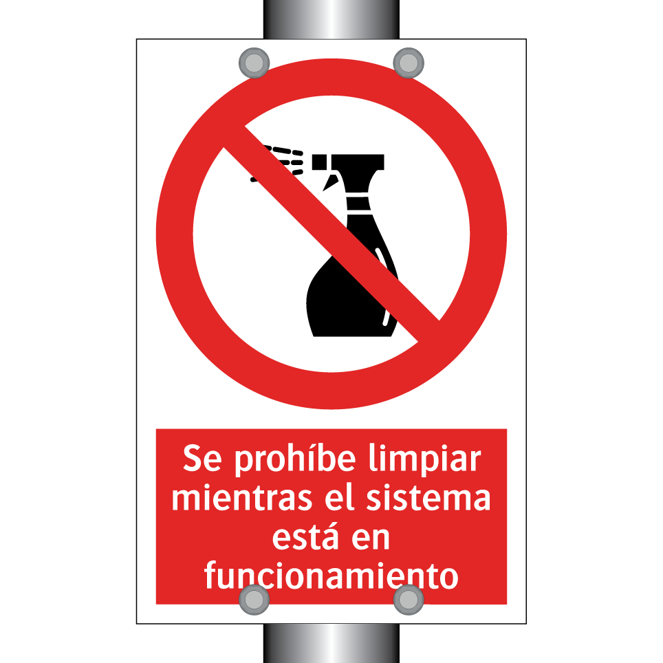 Se prohíbe limpiar mientras el sistema está en funcionamiento