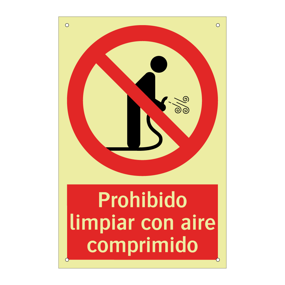 Prohibido limpiar con aire comprimido