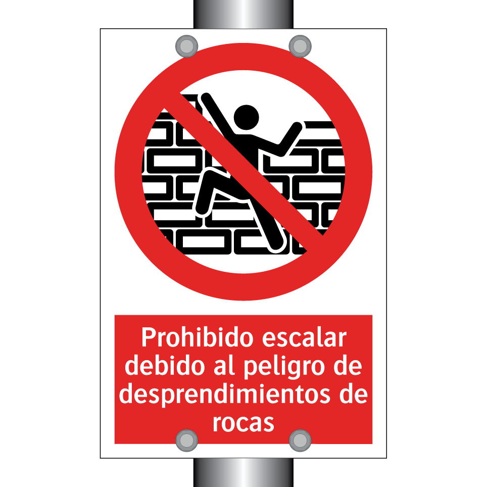 Prohibido escalar debido al peligro de desprendimientos de rocas