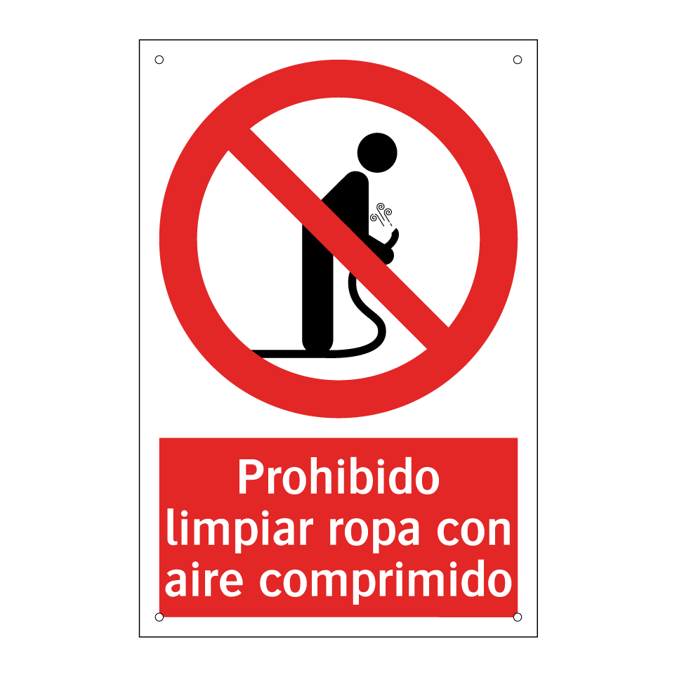 Prohibido limpiar ropa con aire comprimido