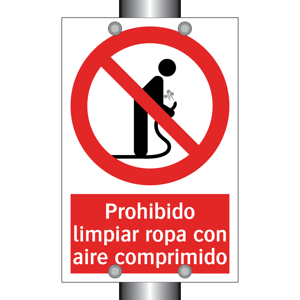 Prohibido limpiar ropa con aire comprimido