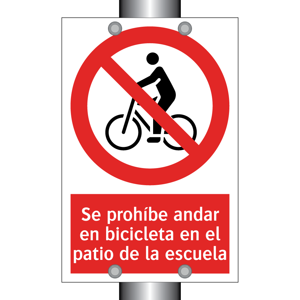 Se prohíbe andar en bicicleta en el patio de la escuela