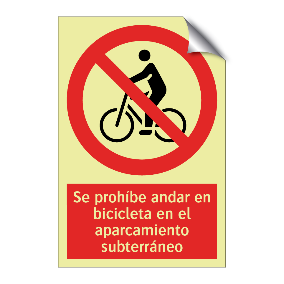 Se prohíbe andar en bicicleta en el aparcamiento subterráneo