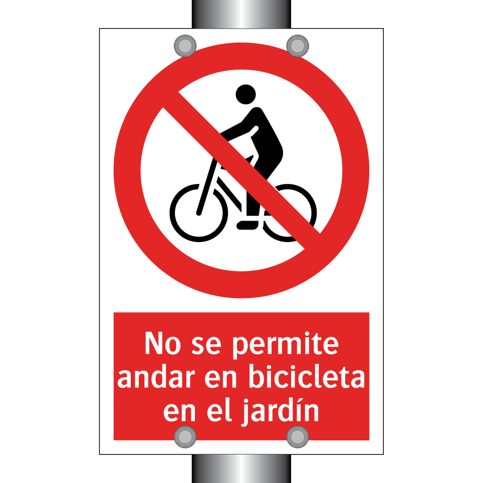 No se permite andar en bicicleta en el jardín
