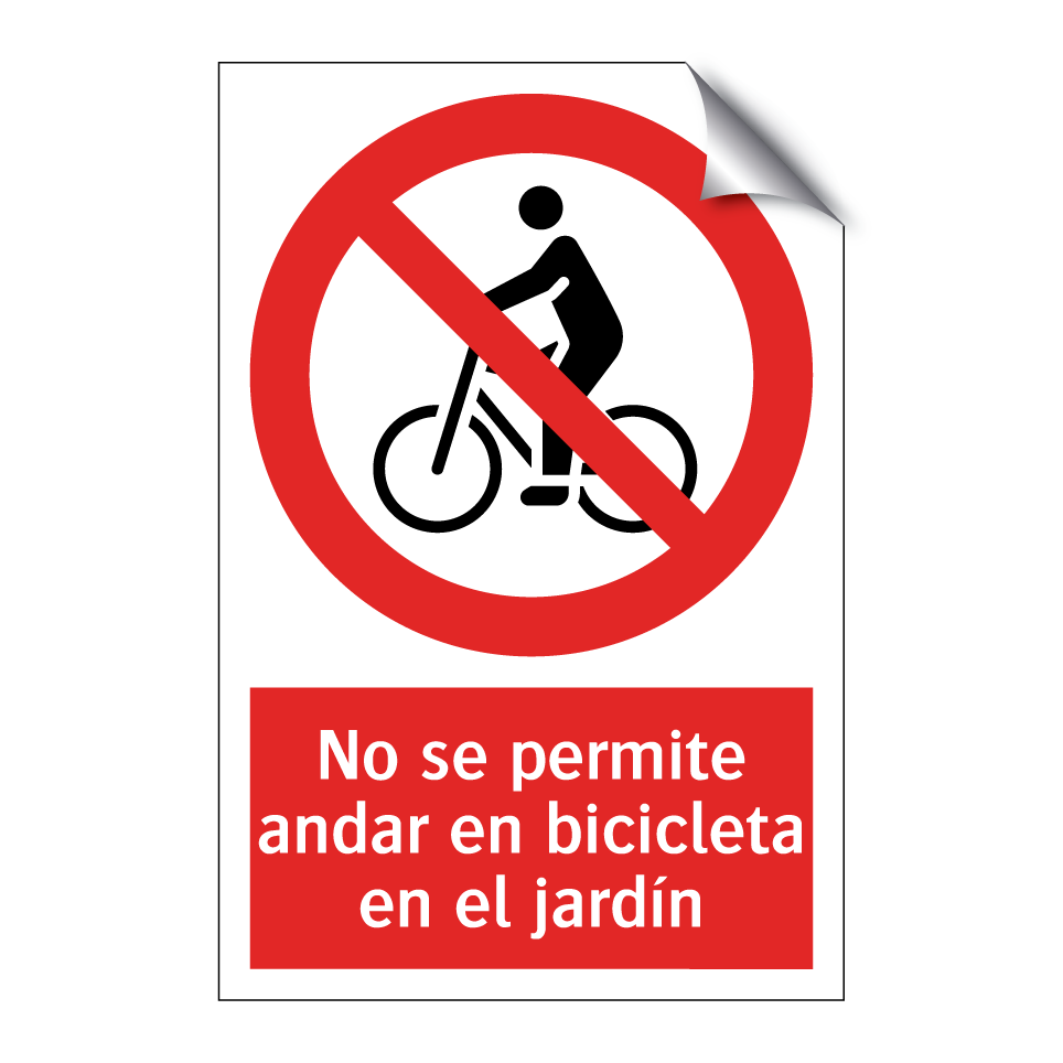 No se permite andar en bicicleta en el jardín