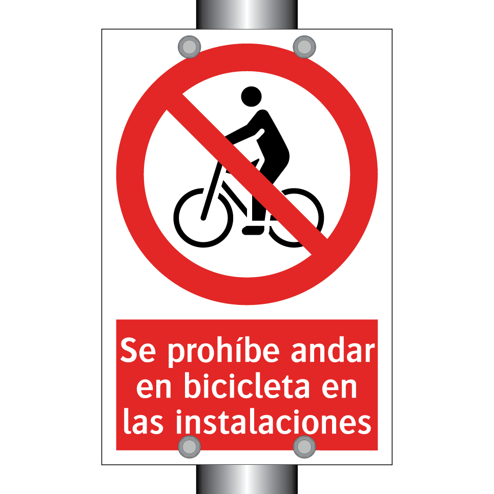 Se prohíbe andar en bicicleta en las instalaciones