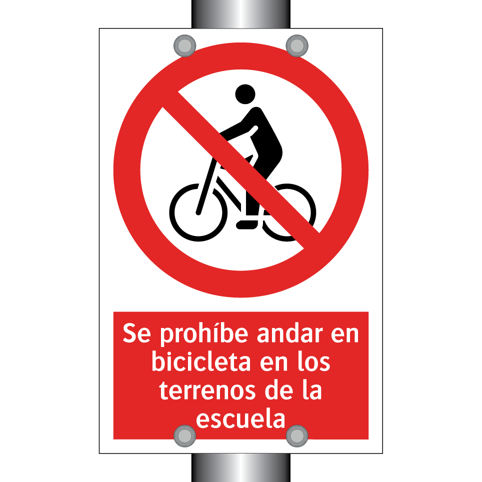Se prohíbe andar en bicicleta en los terrenos de la escuela