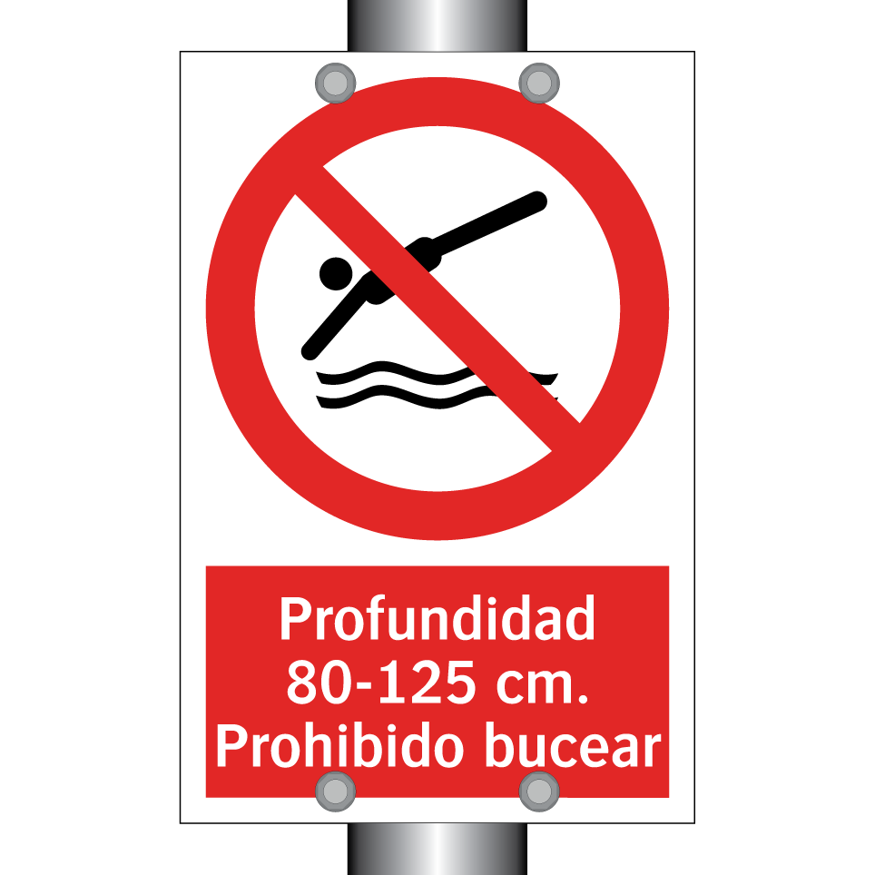 Profundidad 80-125 cm. Prohibido bucear