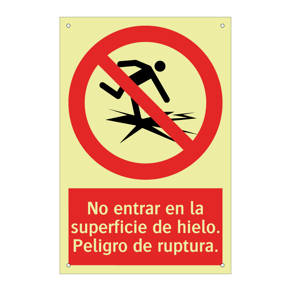 No entrar en la superficie de hielo. Peligro de ruptura.