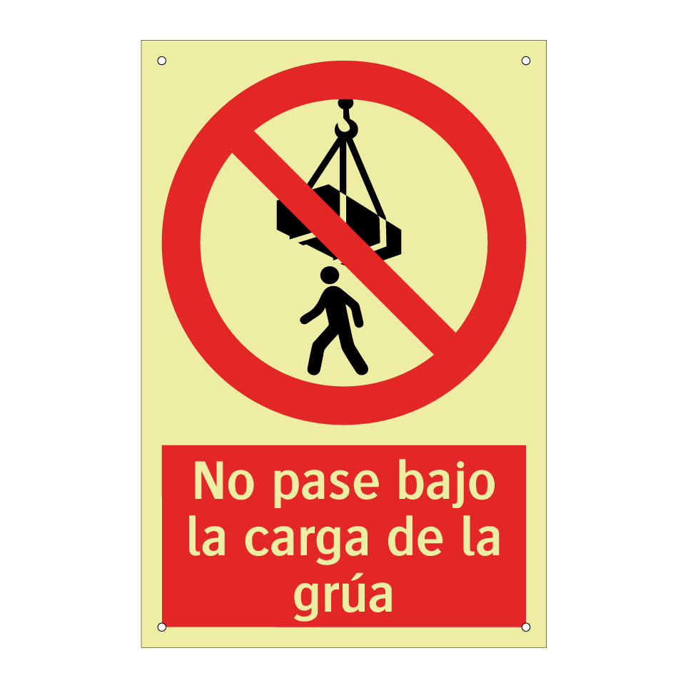 No pase bajo la carga de la grúa