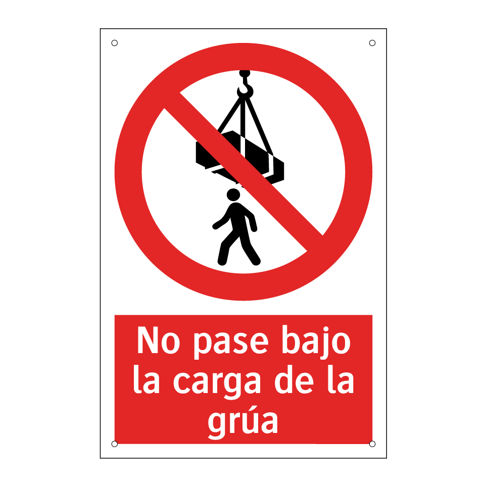 No pase bajo la carga de la grúa