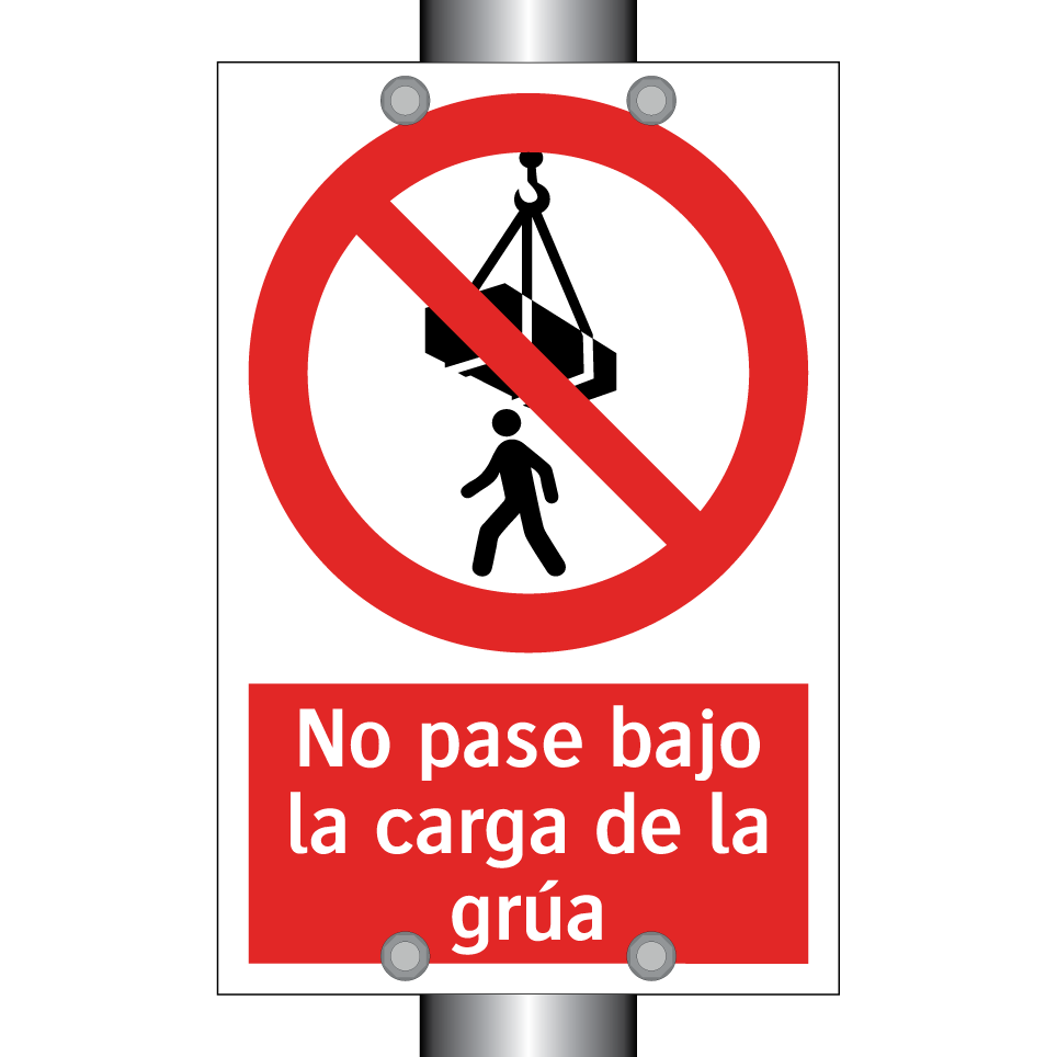 No pase bajo la carga de la grúa
