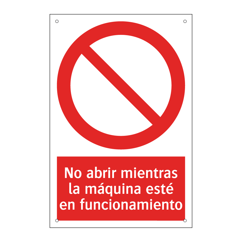 No abrir mientras la máquina esté en funcionamiento