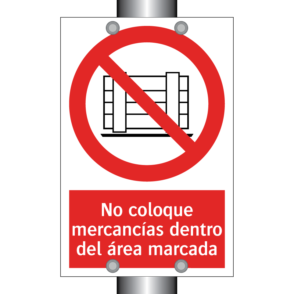 No coloque mercancías dentro del área marcada