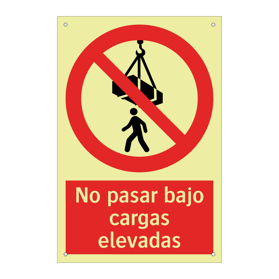 No pasar bajo cargas elevadas