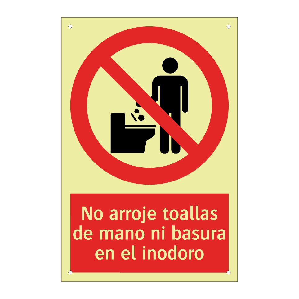 No arroje toallas de mano ni basura en el inodoro