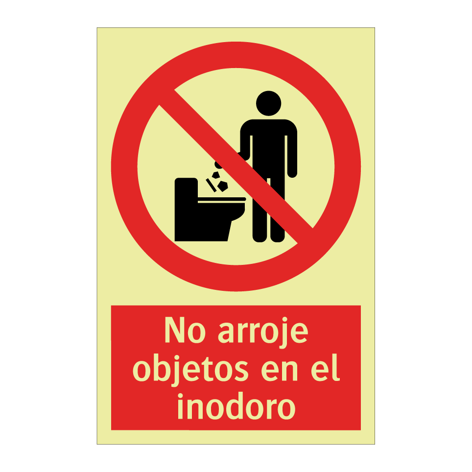 No arroje objetos en el inodoro