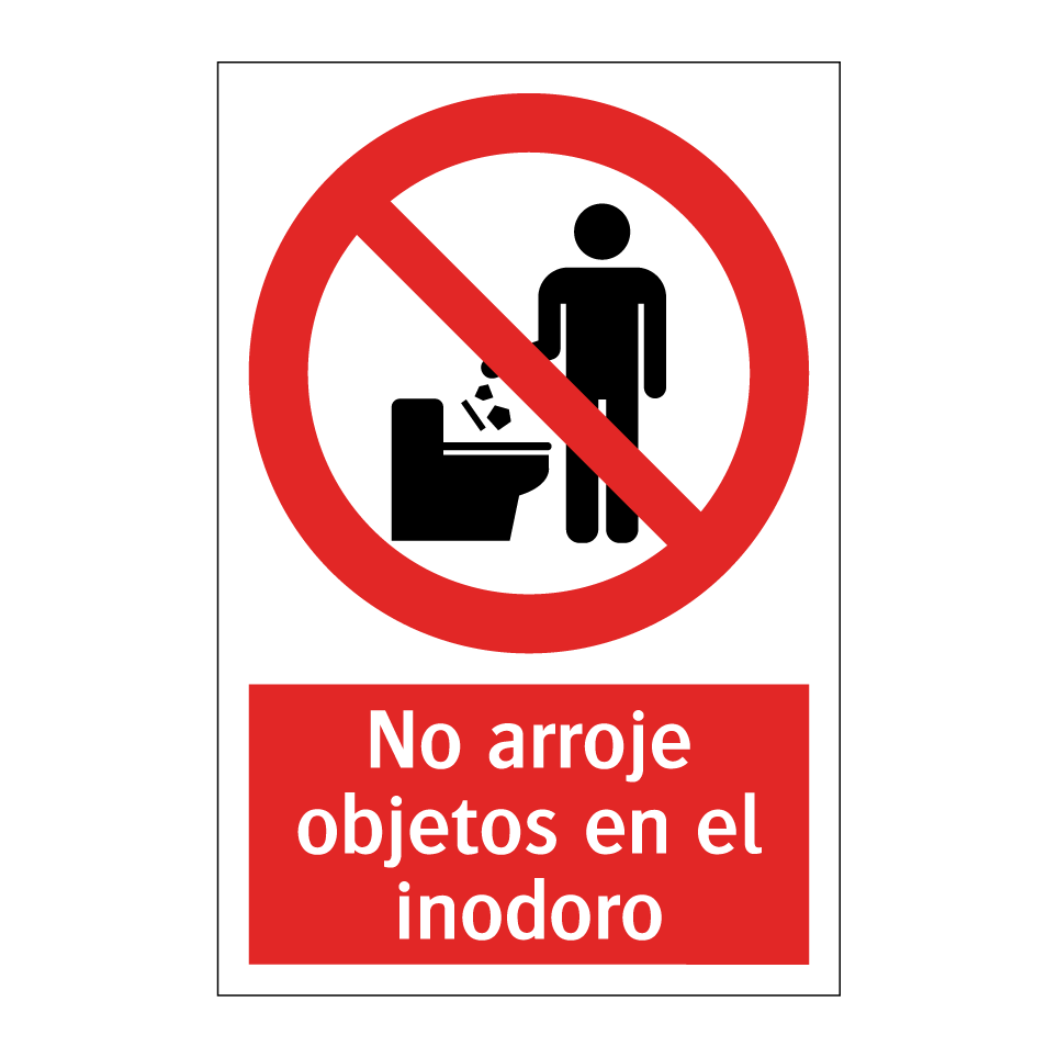 No arroje objetos en el inodoro