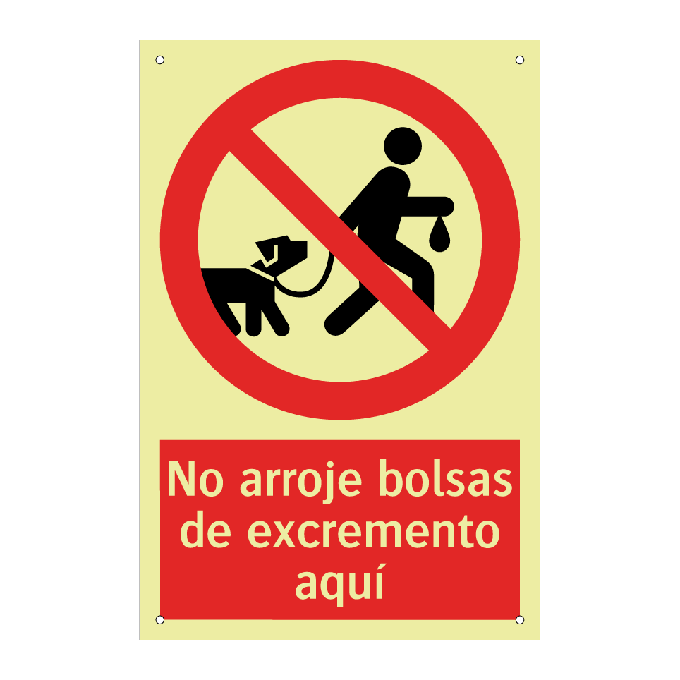 No arroje bolsas de excremento aquí