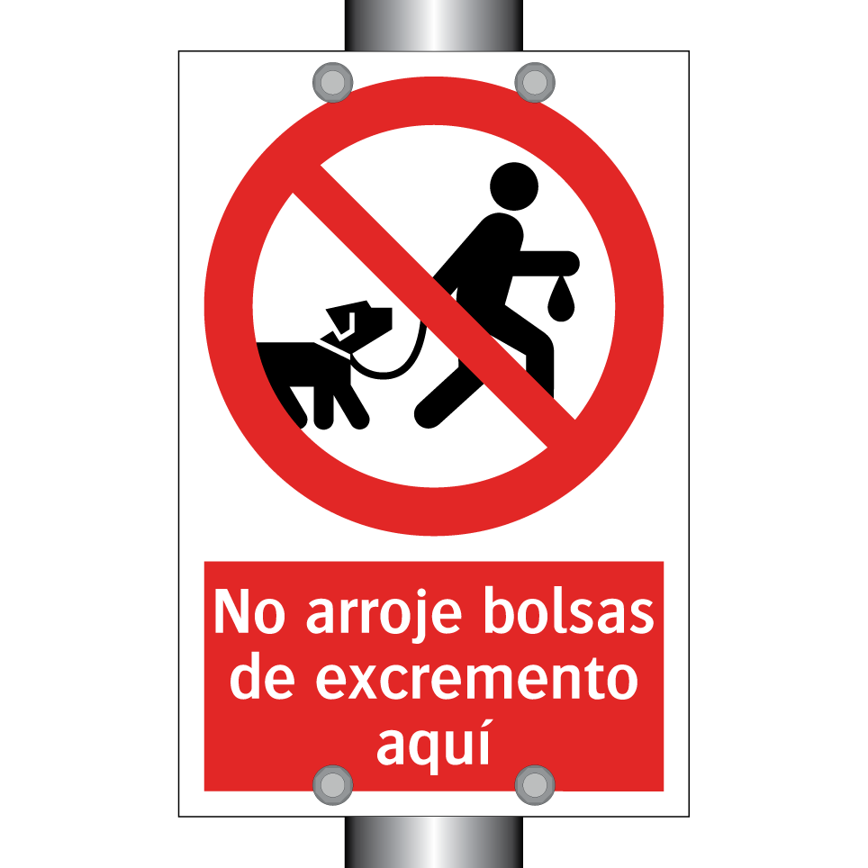 No arroje bolsas de excremento aquí