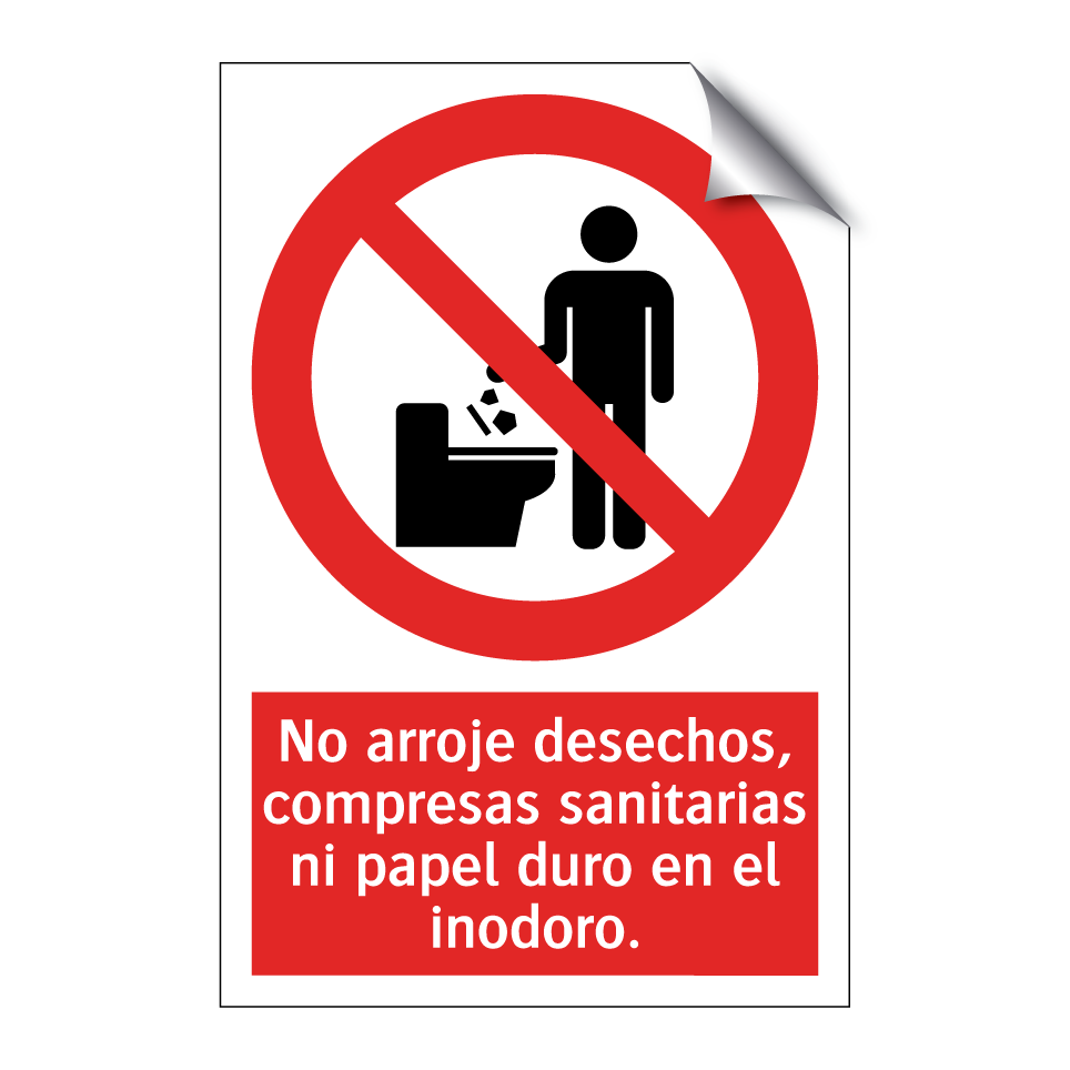 No arroje desechos, compresas sanitarias ni papel duro en el inodoro.