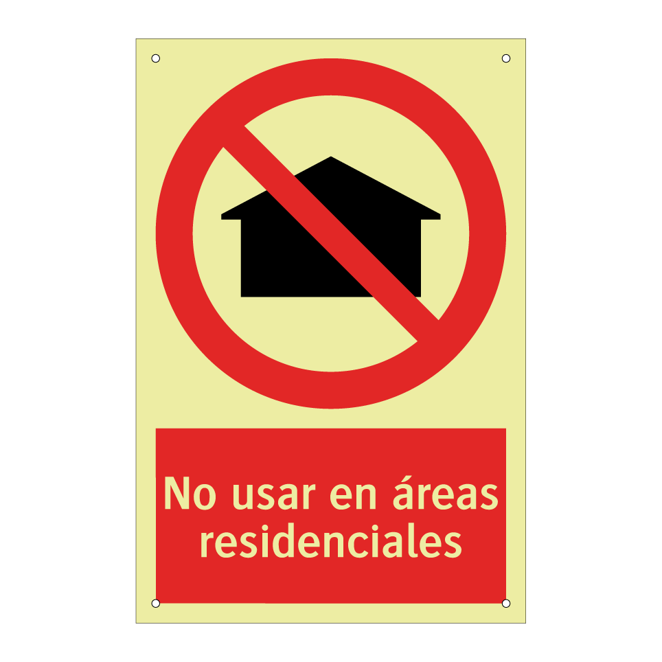 No usar en áreas residenciales