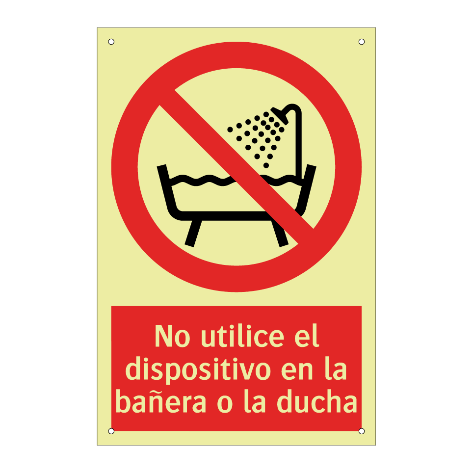 No utilice el dispositivo en la bañera o la ducha