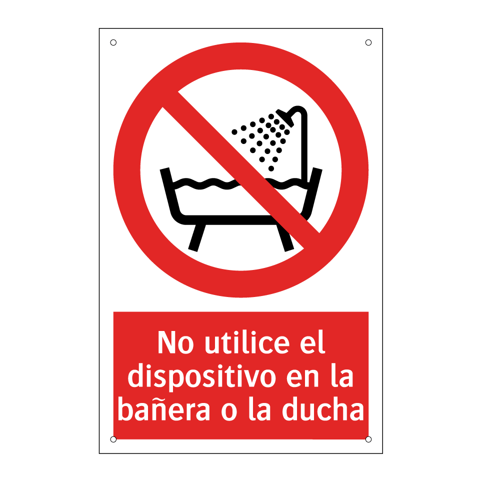 No utilice el dispositivo en la bañera o la ducha
