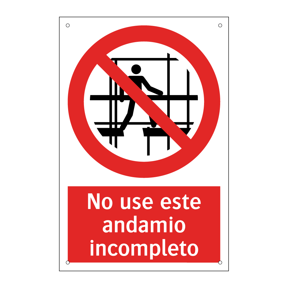 No use este andamio incompleto