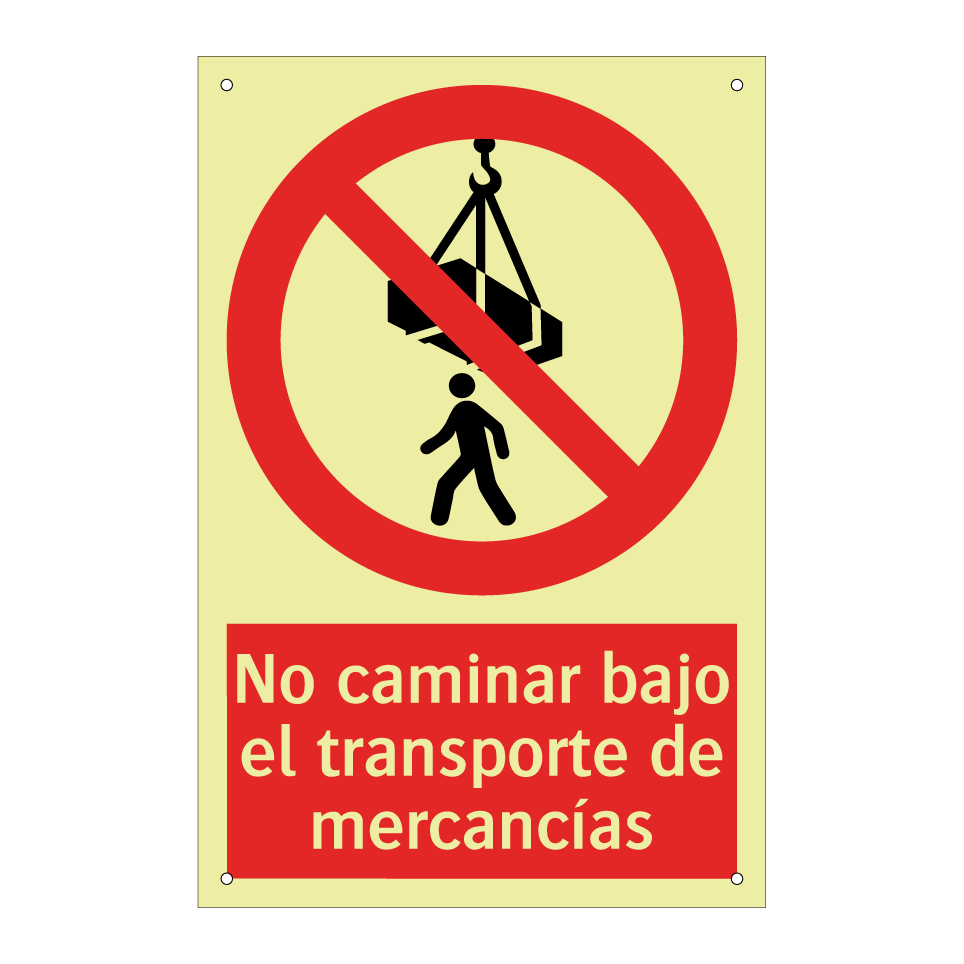No caminar bajo el transporte de mercancías