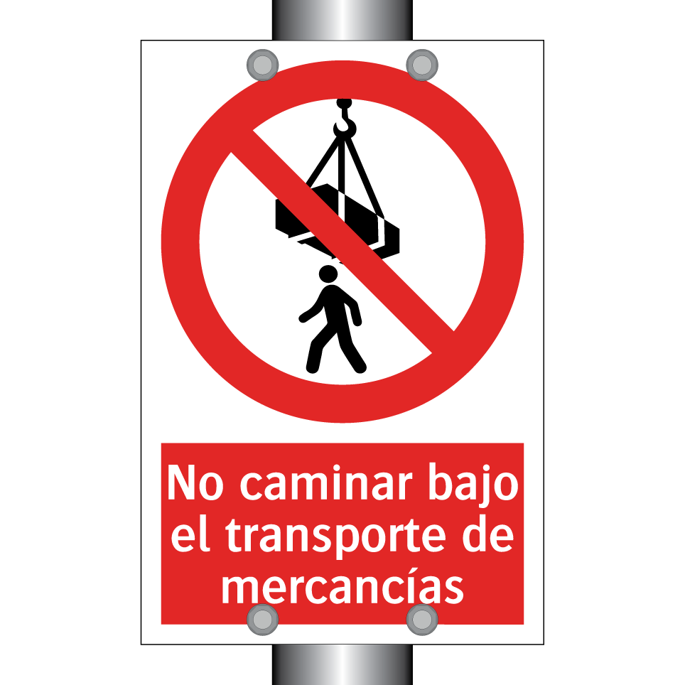 No caminar bajo el transporte de mercancías