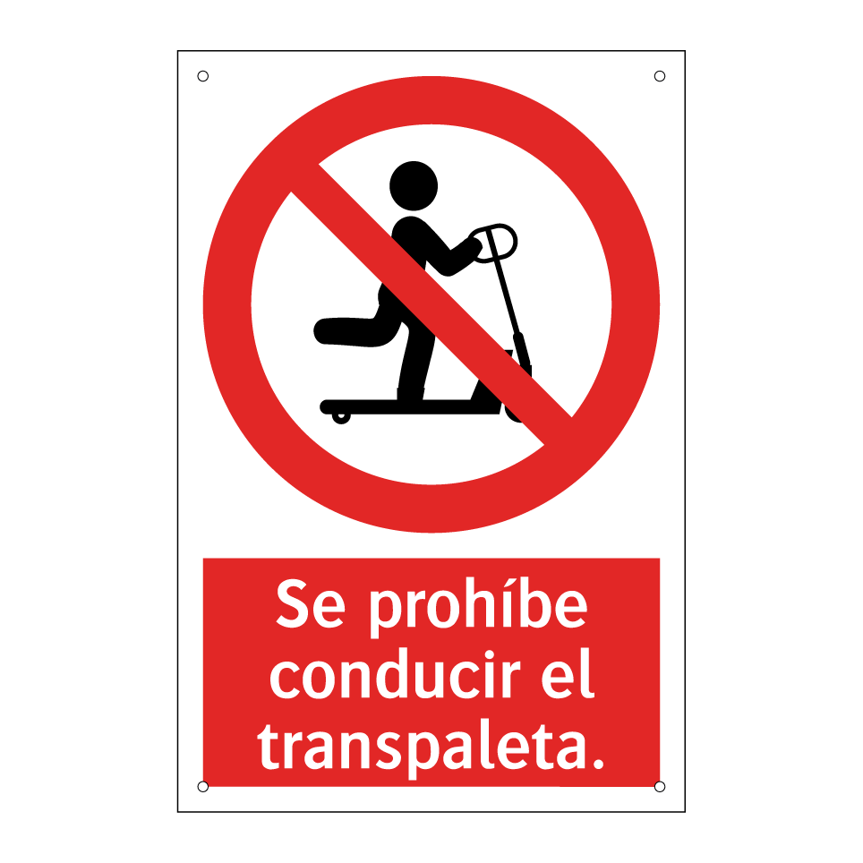 Se prohíbe conducir el transpaleta.