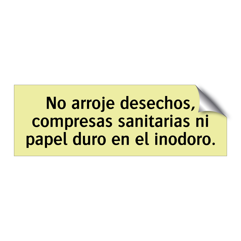 No arroje desechos, compresas sanitarias ni papel duro en el inodoro.