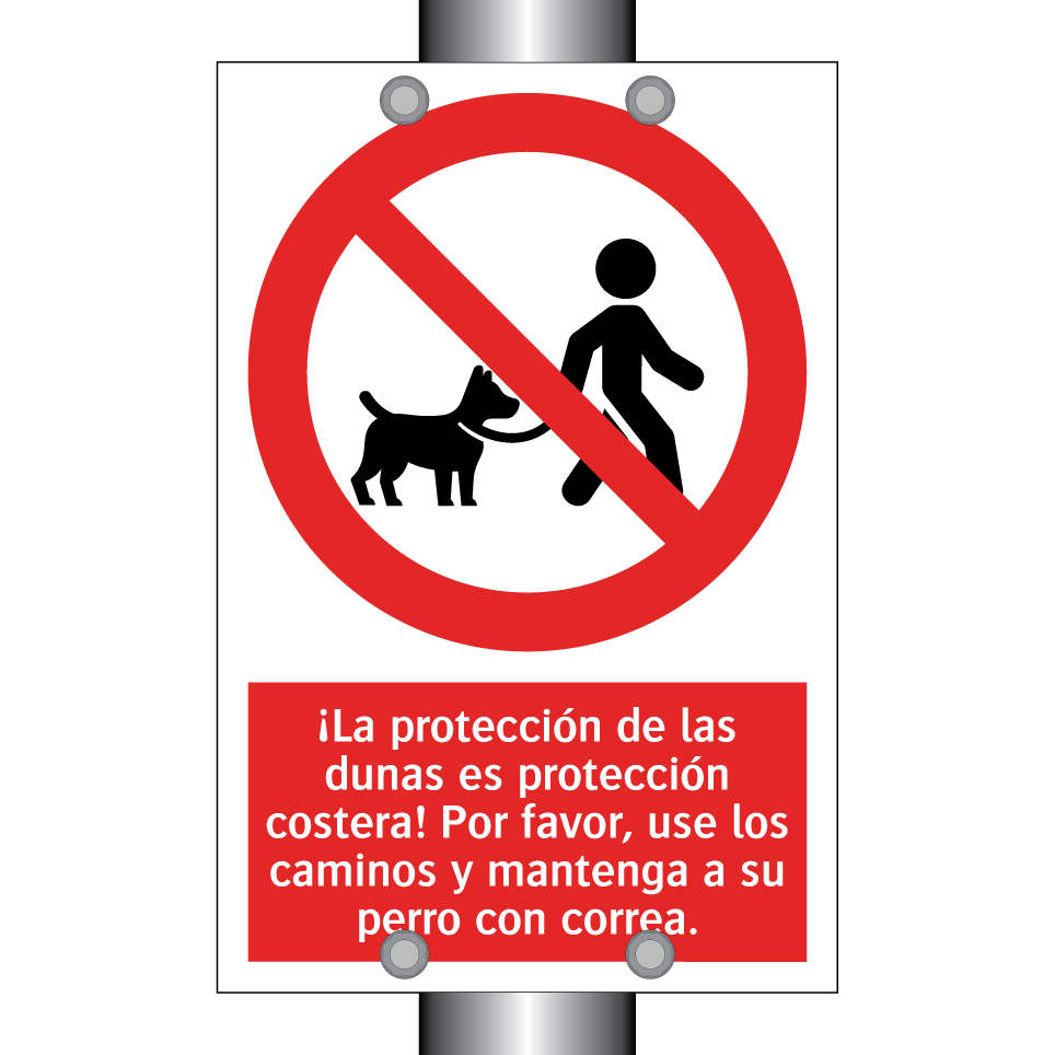 ¡La protección de las dunas es protección costera! Por favor, use los caminos y mantenga a su perro con correa.