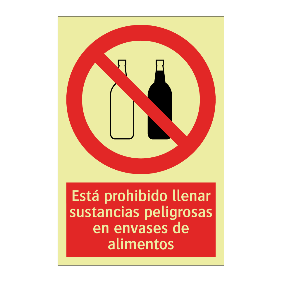 Está prohibido llenar sustancias peligrosas en envases de alimentos