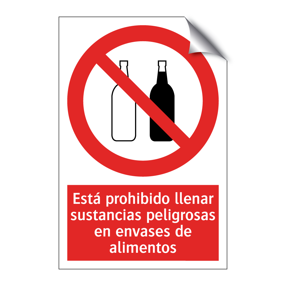 Está prohibido llenar sustancias peligrosas en envases de alimentos