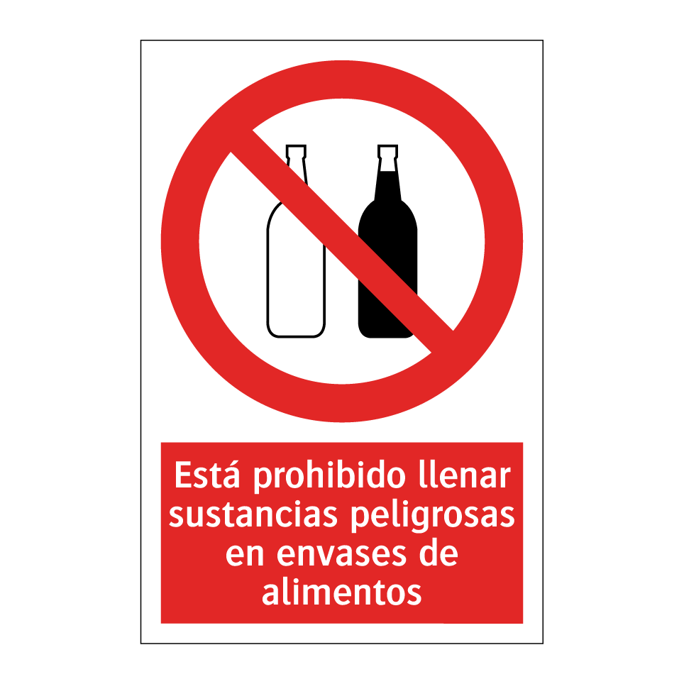 Está prohibido llenar sustancias peligrosas en envases de alimentos