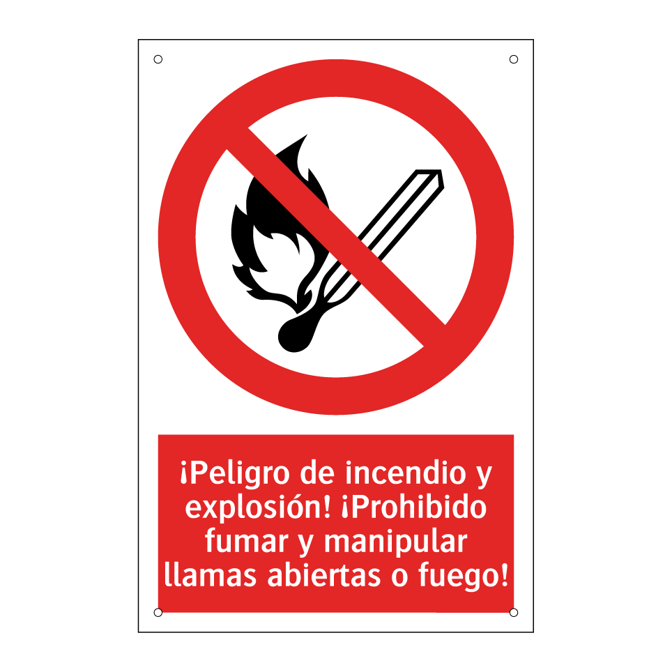 ¡Peligro de incendio y explosión! ¡Prohibido fumar y manipular llamas abiertas o fuego!