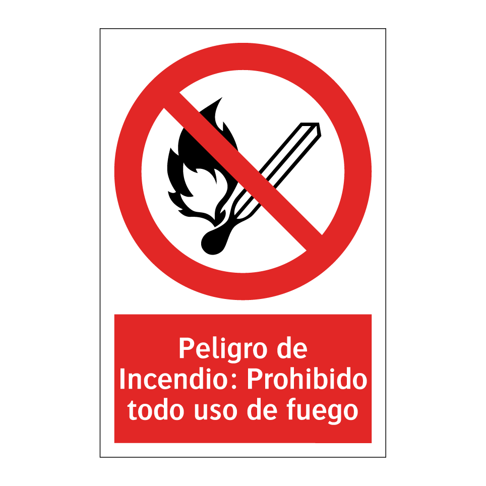 Peligro de Incendio: Prohibido todo uso de fuego