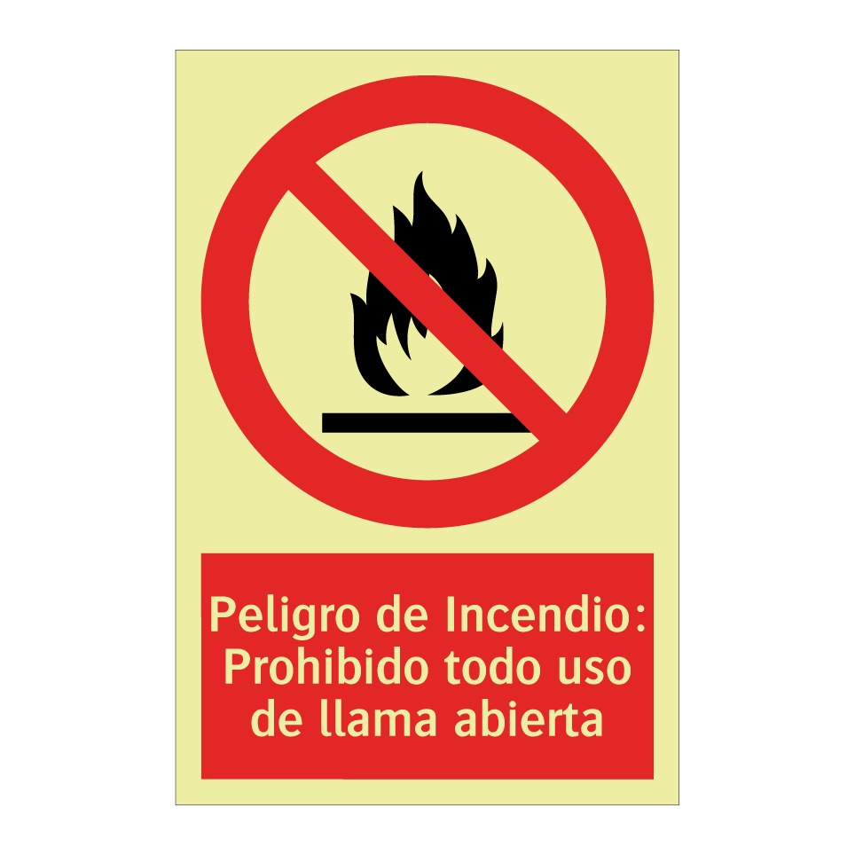 Peligro de Incendio: Prohibido todo uso de llama abierta