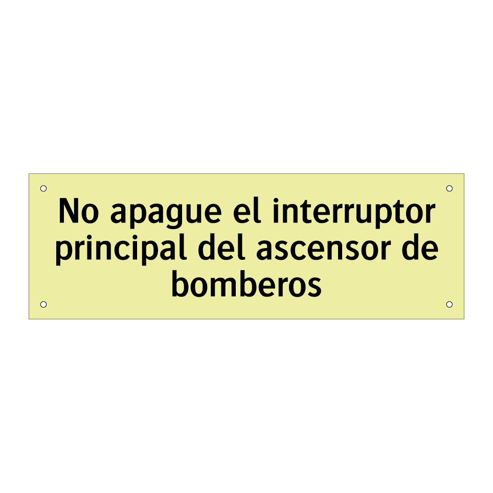 No apague el interruptor principal del ascensor de bomberos