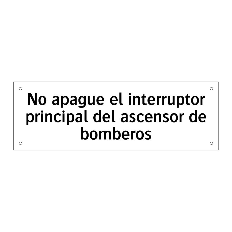 No apague el interruptor principal del ascensor de bomberos