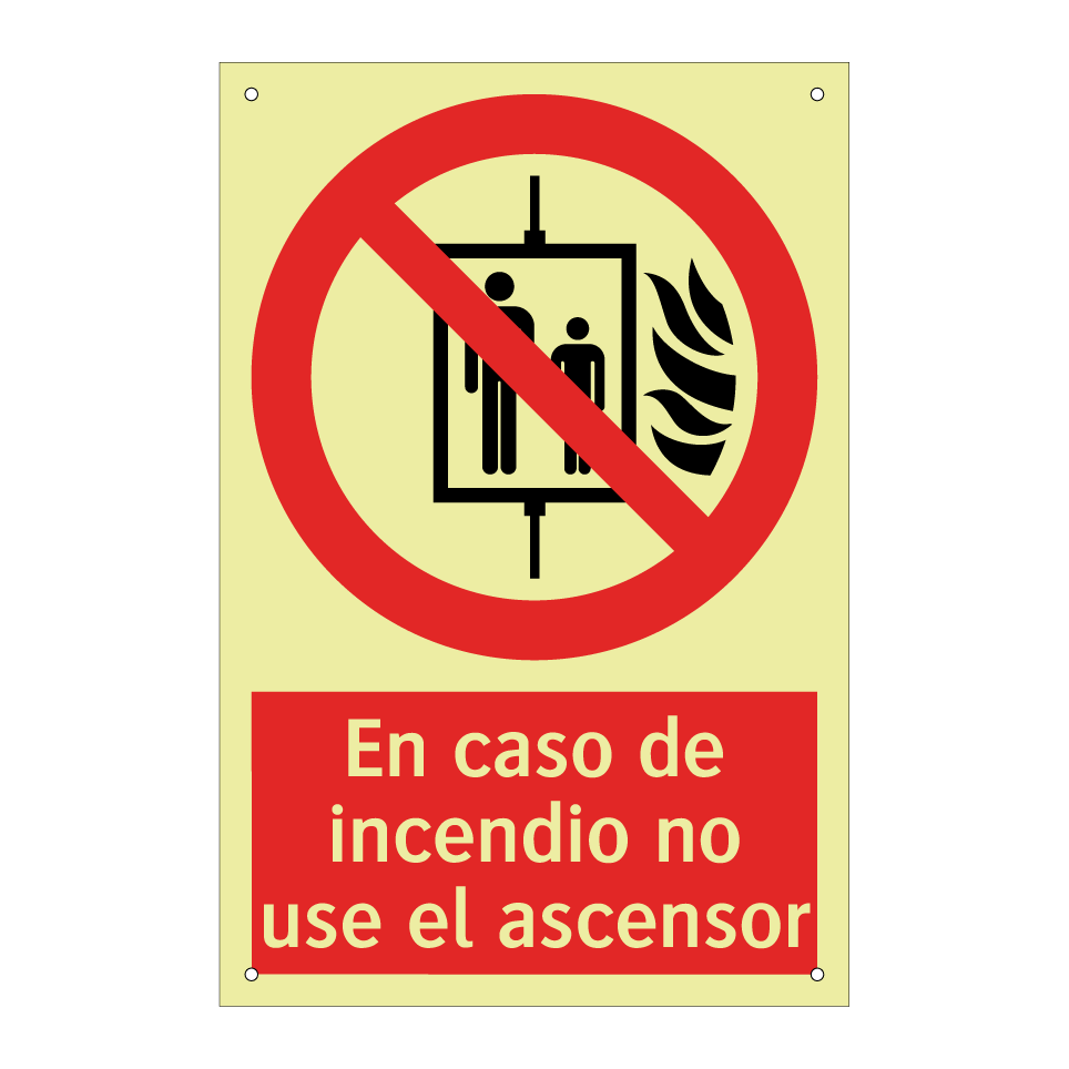 En caso de incendio no use el ascensor