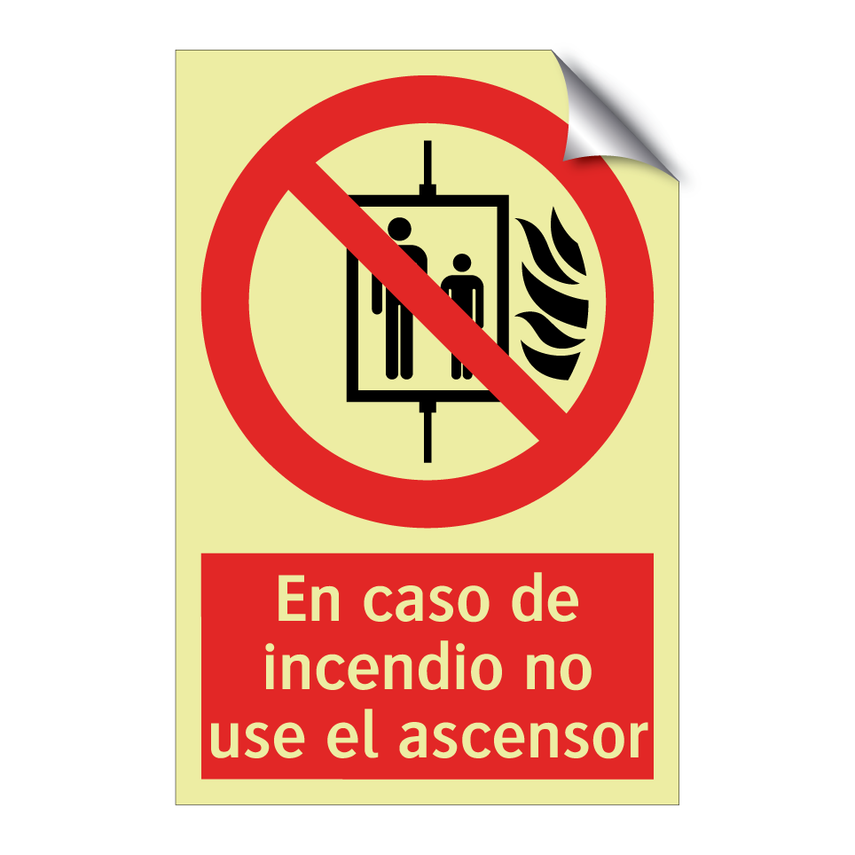 En caso de incendio no use el ascensor