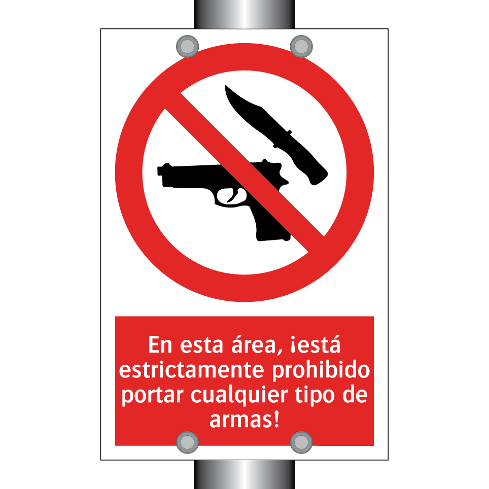 En esta área, ¡está estrictamente prohibido portar cualquier tipo de armas!