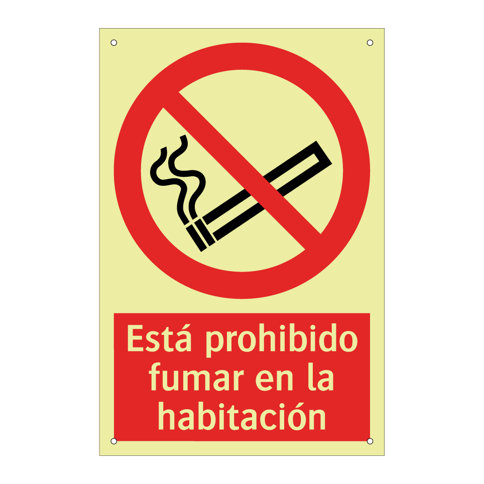 Está prohibido fumar en la habitación